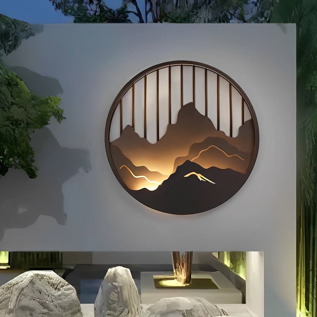 Round Mountain Scenery LED Waterproof Outdoor Wall Sconce Lighting - Lumpaz