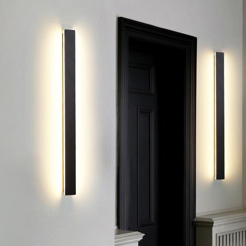 Waterproof Long Strip LED Wall Lamp Outdoor Wall Lights Black Porch Lights - Lumpaz