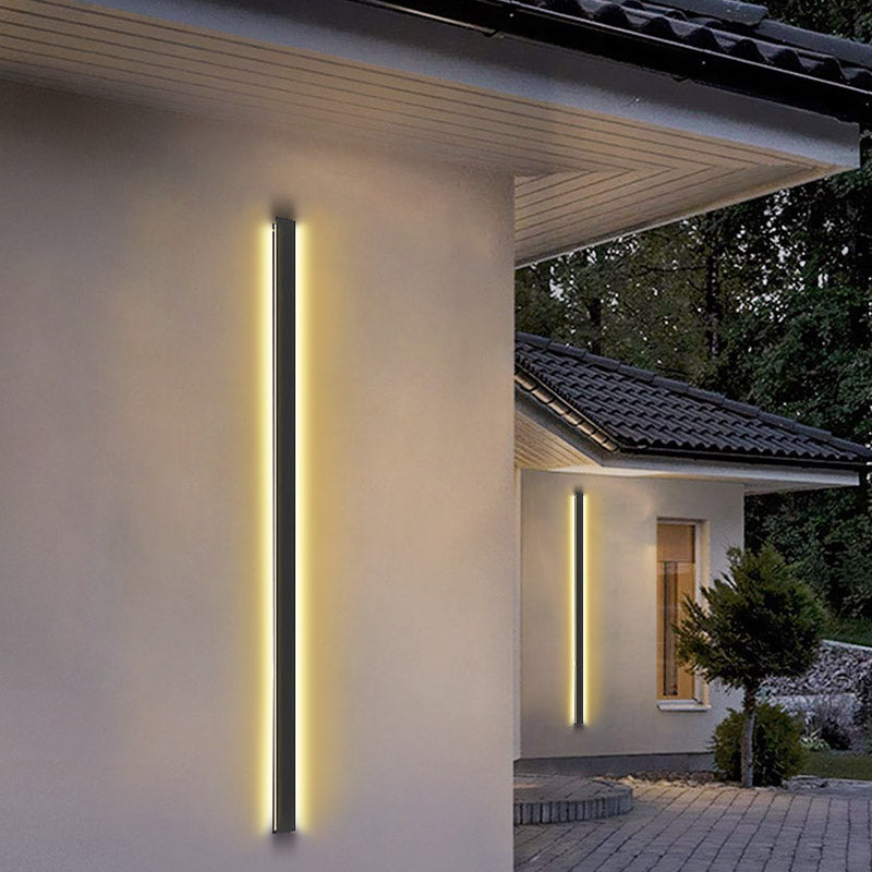 Black Long Strip Metal Waterproof Dimmable Modern Outdoor Wall Lights - Lumpaz