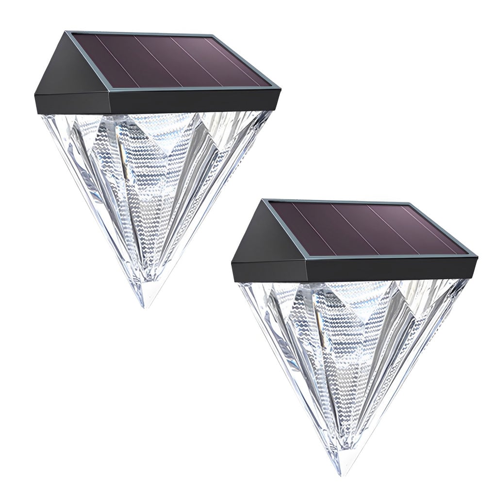 2PCS Geometric LED Waterproof Black Solar Wall Lamp Outdoor Wall Lights Fixture - Lumpaz