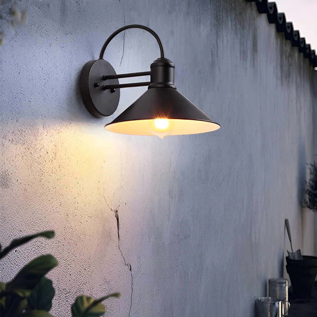 Retro Conical Iron Waterproof Industrial Style Outdoor Wall Lamp Exterior Lights - Lumpaz