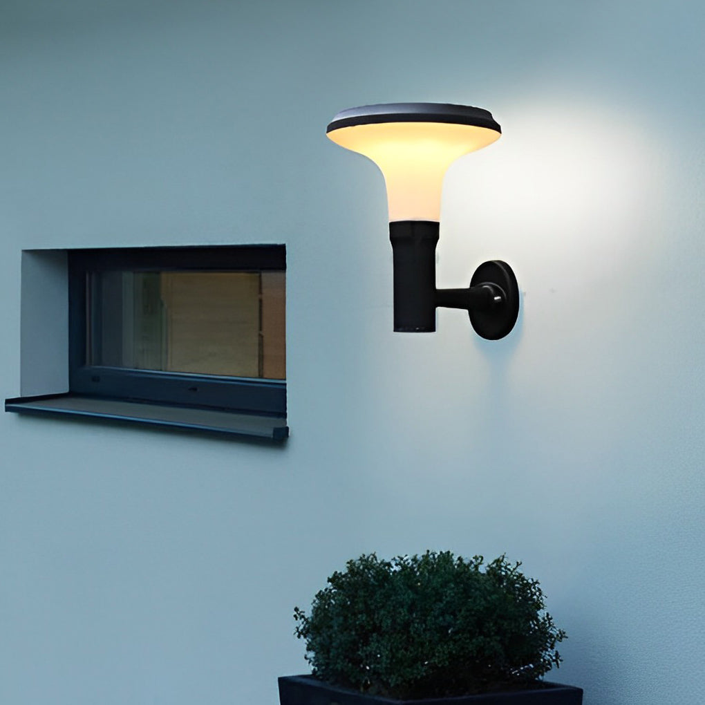 Round Flower LED Waterproof Black Modern Solar Wall Lamp Wall Sconces Lighting - Lumpaz