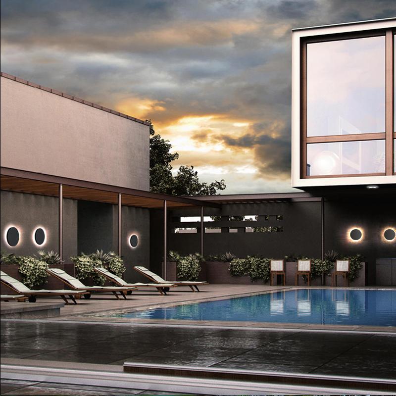 Flat Square Round LED Waterproof Black Modern Outdoor Wall Lights Wall Lamp - Lumpaz