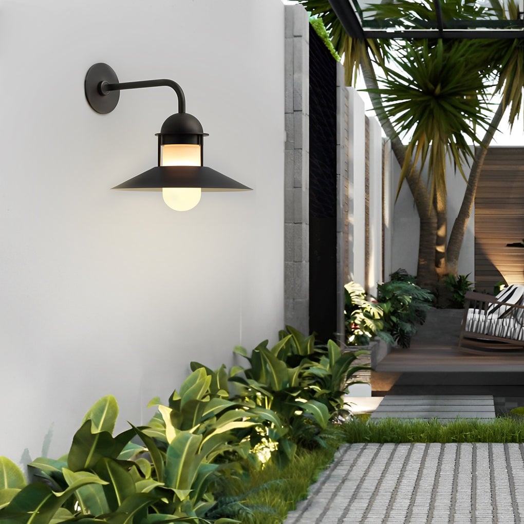 Antique Round Iron Glass Waterproof Black Retro Outdoor Wall Lights - Lumpaz