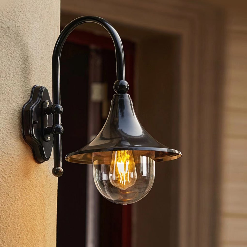 Creative Trumpet Shaped Waterproof LED Black Vintage Outdoor Wall Lamp - Lumpaz