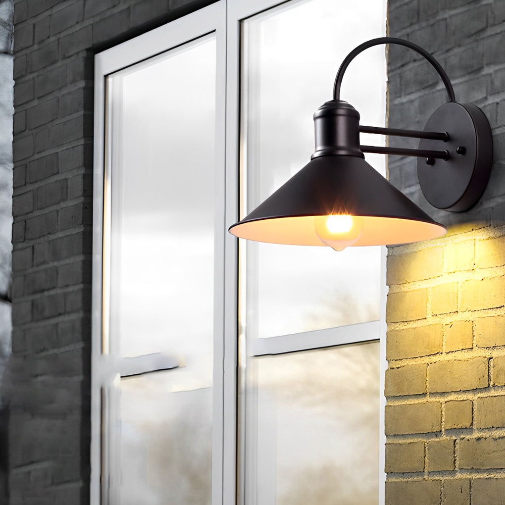 Retro Conical Iron Waterproof Industrial Style Outdoor Wall Lamp Exterior Lights - Lumpaz