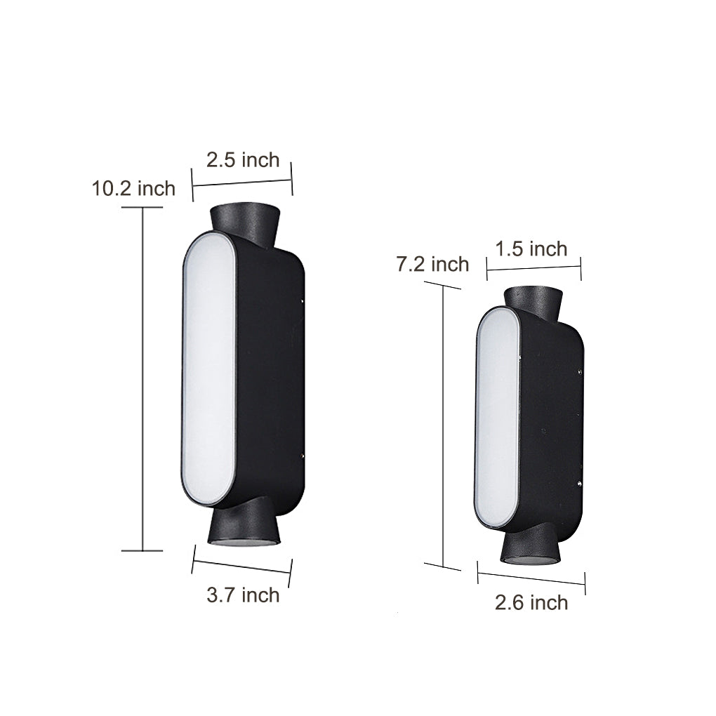 Waterproof LED Up and Down Lights Black Modern Outdoor Wall Sconce Lighting - Lumpaz