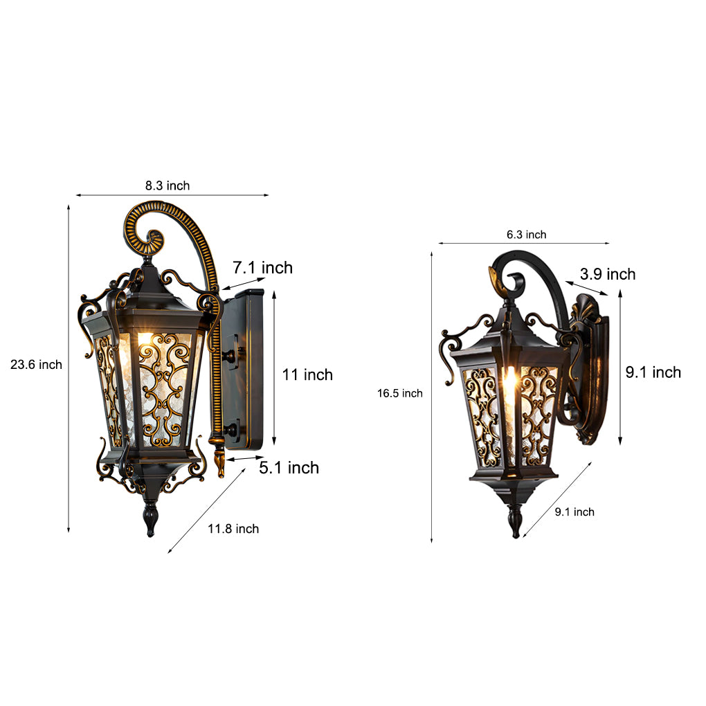 Retro Pattern Outdoor Waterproof European Style Wall Lamp Exterior Lights - Lumpaz