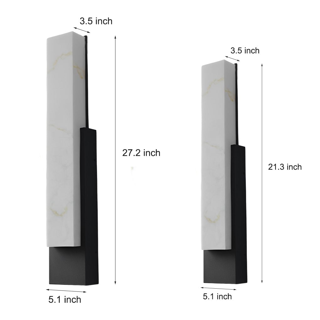Waterproof Imitation Marble Shade LED Black Modern Outdoor Wall Light - Lumpaz