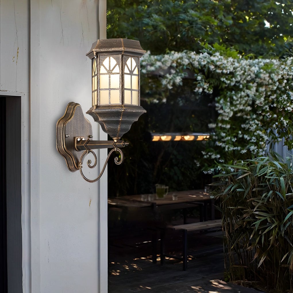 Retro Waterproof Dimmable LED Solar Wall Lamp with Remote Exterior Lights - Lumpaz