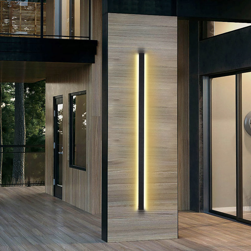 Black Long Strip Metal Waterproof Dimmable Modern Outdoor Wall Lights - Lumpaz
