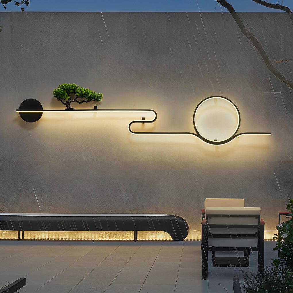 Moon Tree Scenery Waterproof LED Black Retro Outdoor Wall Lights Sconces - Lumpaz