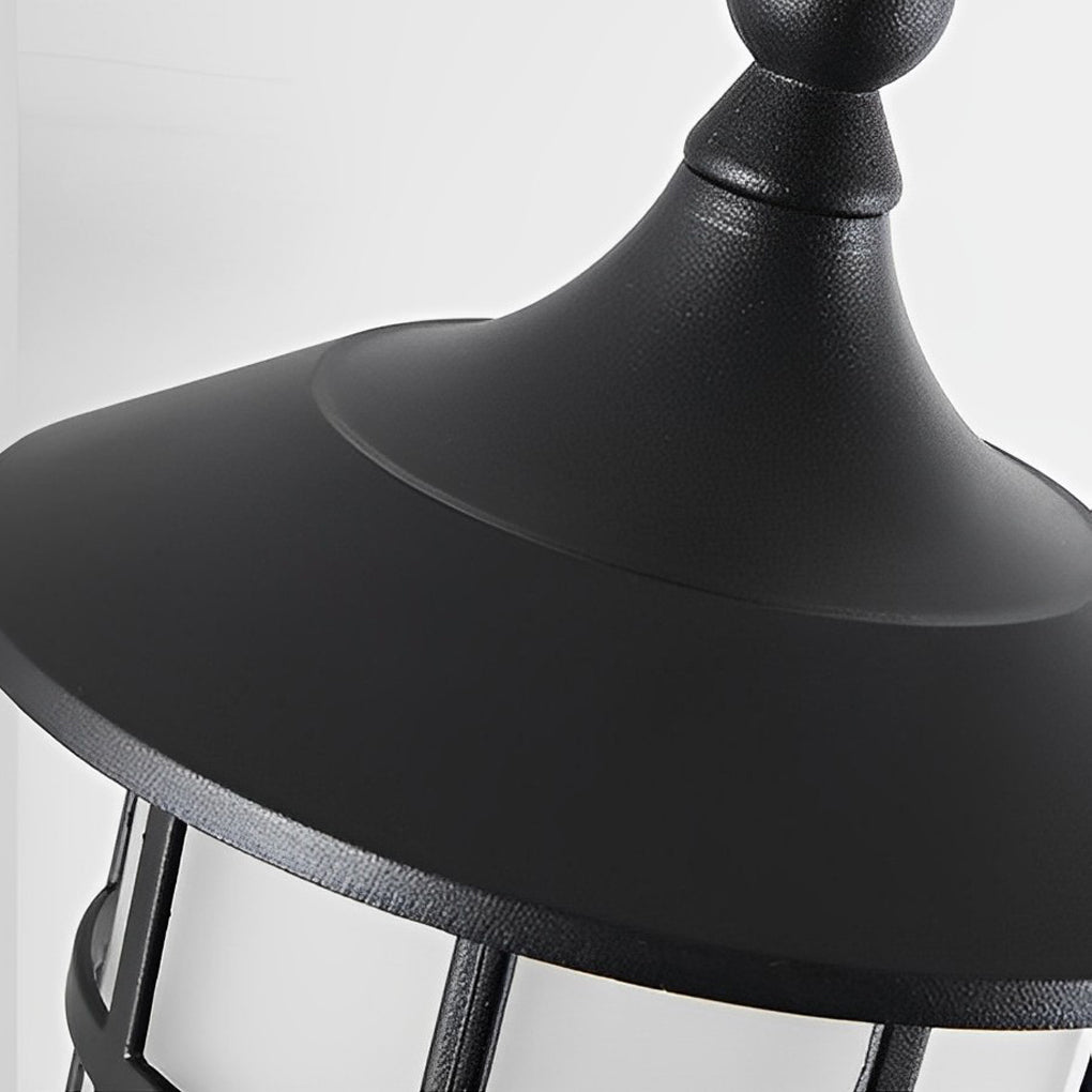 Retro Round Three Step Dimming Black European-style Solar Wall Sconces - Lumpaz