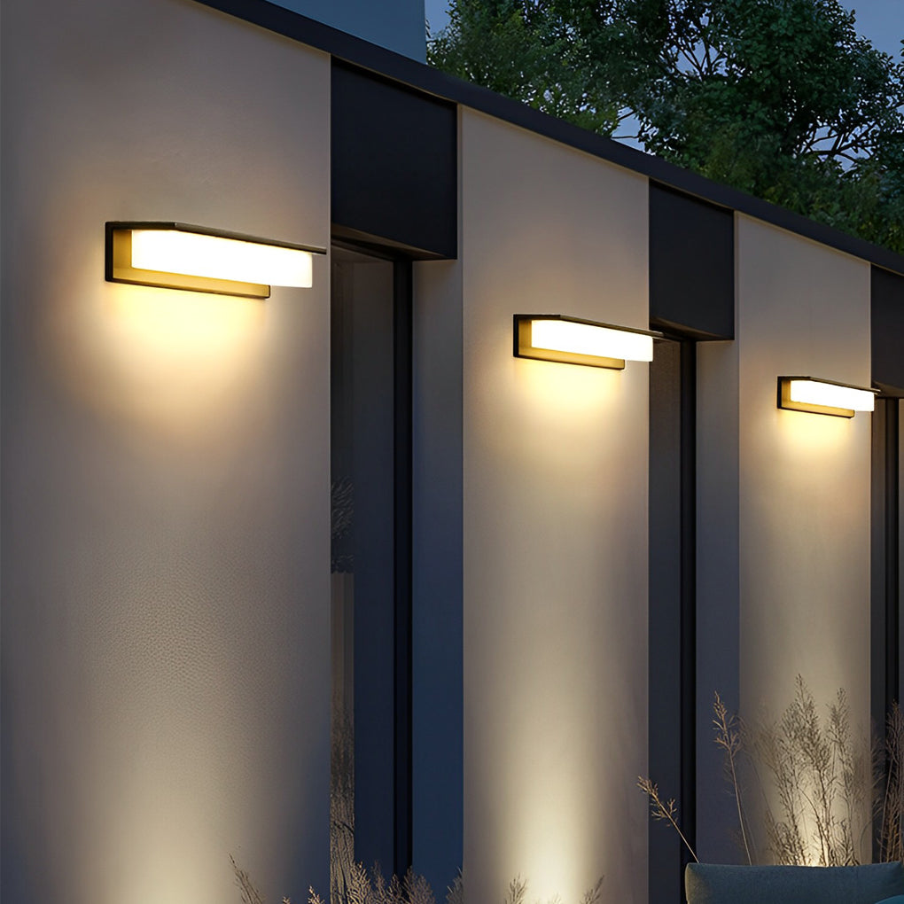 Minimalist Rectangular Waterproof LED Modern Solar Wall Lamp Exterior Lights - Lumpaz
