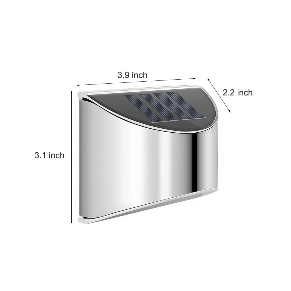 Stainless Steel Minimalist Waterproof Silver Modern Solar Wall Lamp - Lumpaz