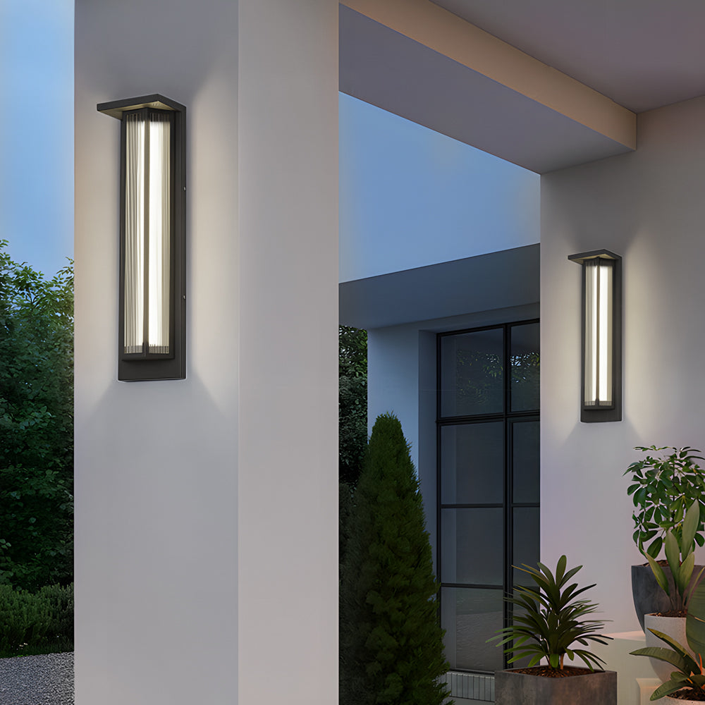 Vintage Rectangular Acrylic LED Outdoor Solar Wall Lights - Lumpaz