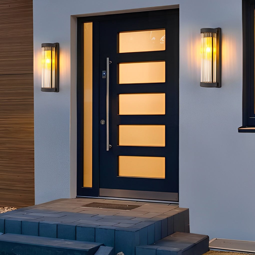 Creative Glass Waterproof LED Black Modern Solar Wall Lamp Exterior Lights - Lumpaz