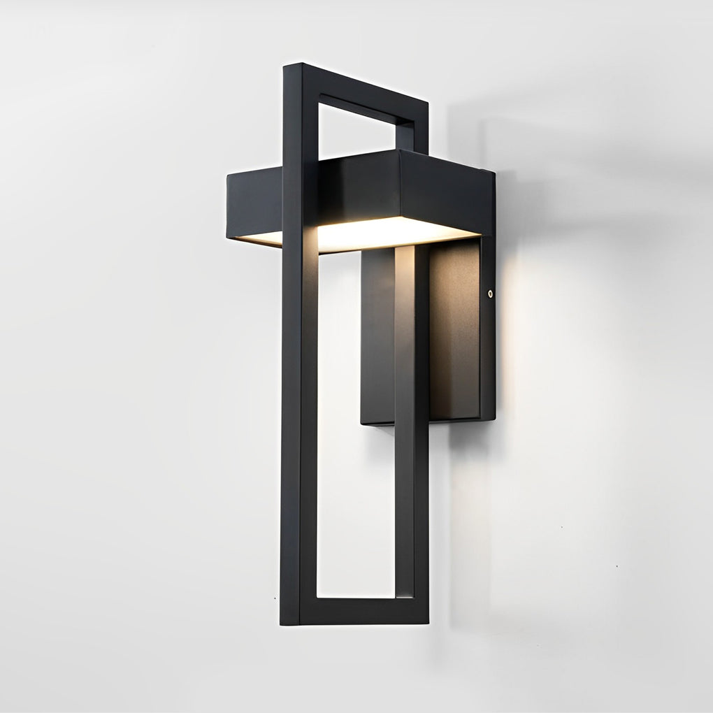 Rectangular Minimalist LED Waterproof Black Modern Outdoor Wall Lamp - Lumpaz