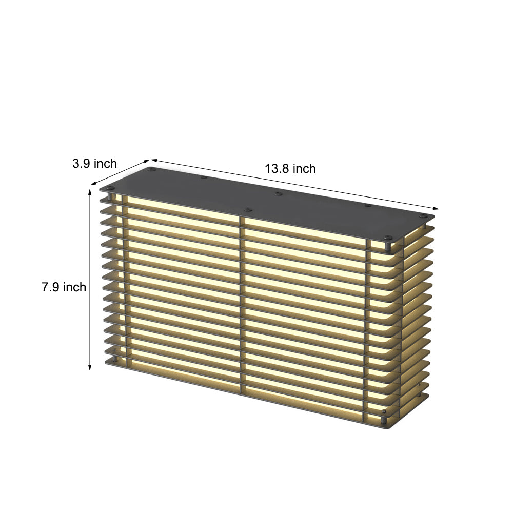 Waterproof Square Grids Stainless Steel Black Modern Solar Wall Lights - Lumpaz