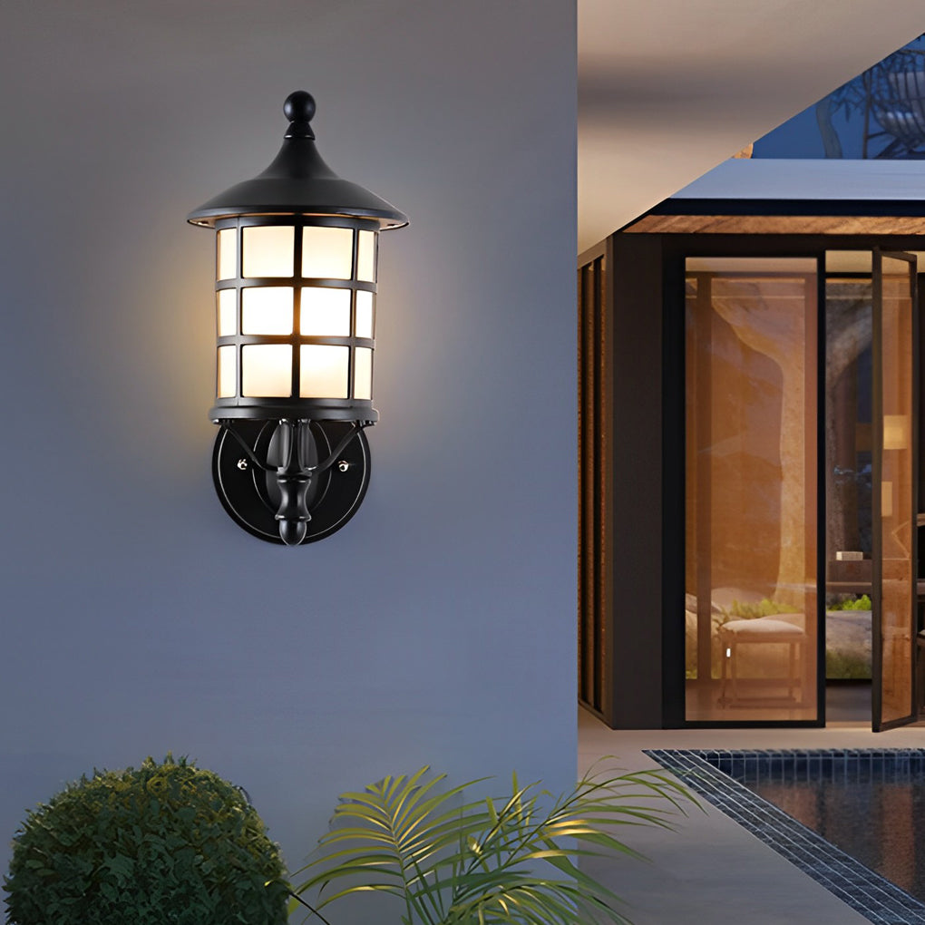 Retro Round Three Step Dimming Black European-style Solar Wall Sconces - Lumpaz