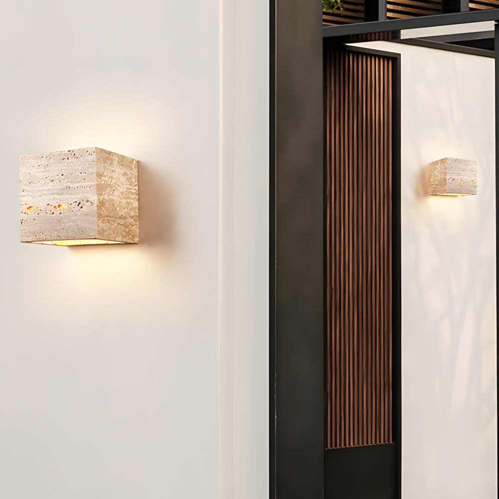 Wabi-Sabi Yellow Travertine LED Wall Sconce - Square/Rectangle - Lumpaz