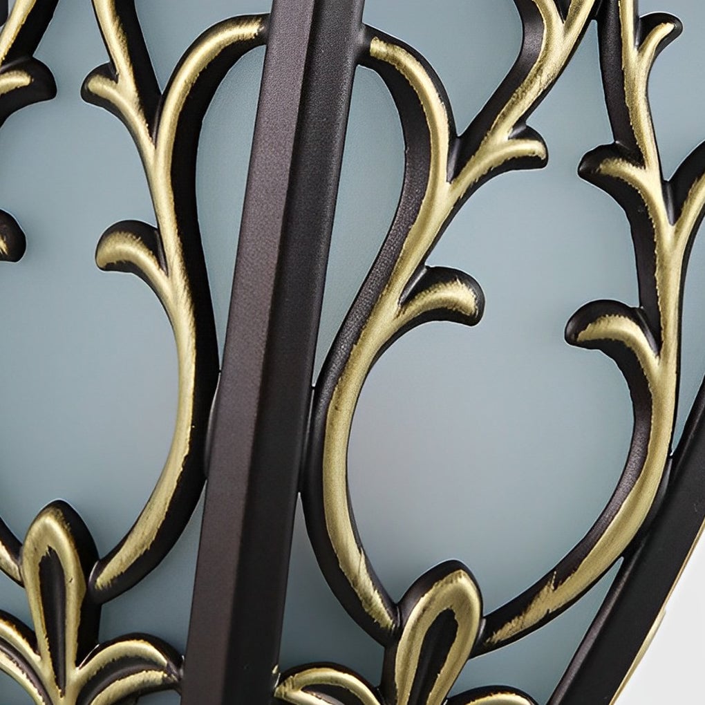 Vintage Flower Pattern Waterproof Black American Style Solar Wall Lamp - Lumpaz