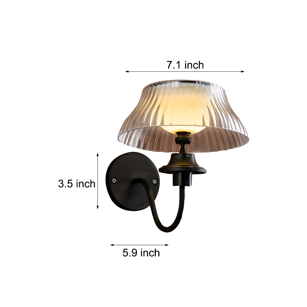 Black Metallic Arm Solar Outdoor Wall Light - Adjustable Glass Shade - Lumpaz