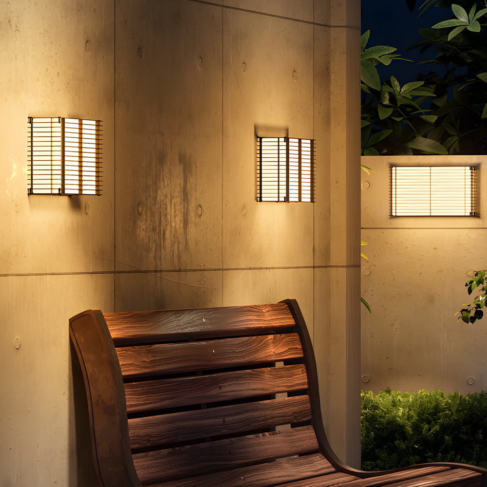 Waterproof Square Grids Stainless Steel Black Modern Solar Wall Lights - Lumpaz