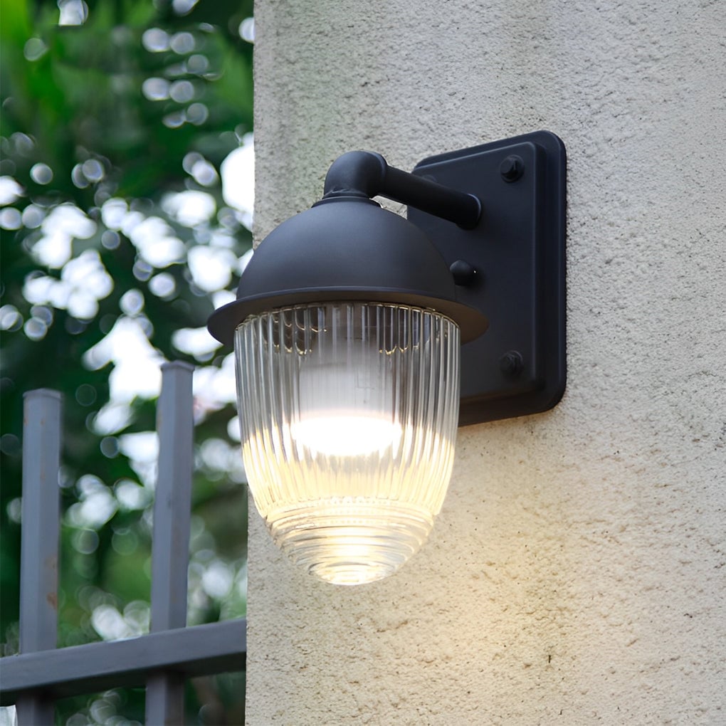 Waterproof Glass Ball Matte Black Modern Outdoor Wall Lamp Exterior Lights - Lumpaz