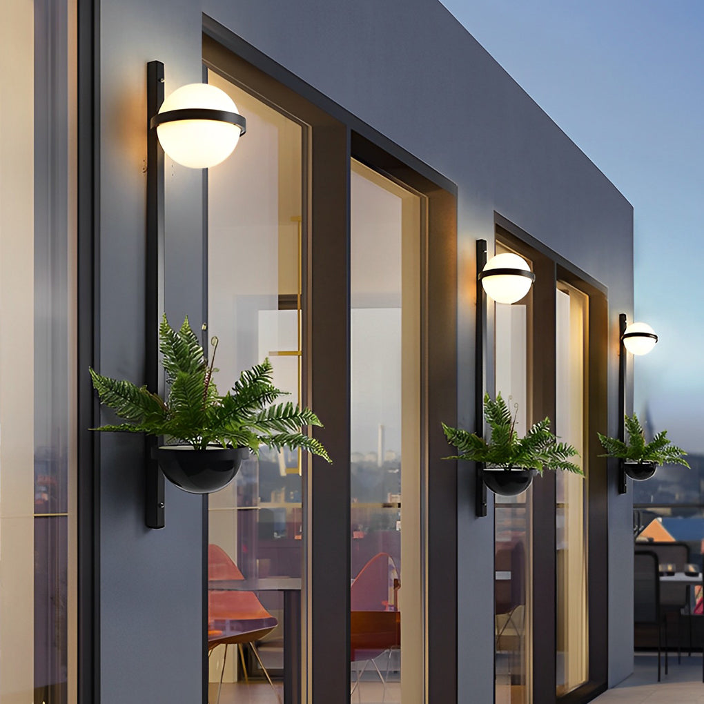 Creative Flowerpot Ball Waterproof LED Black Modern Outdoor Wall Light - Lumpaz