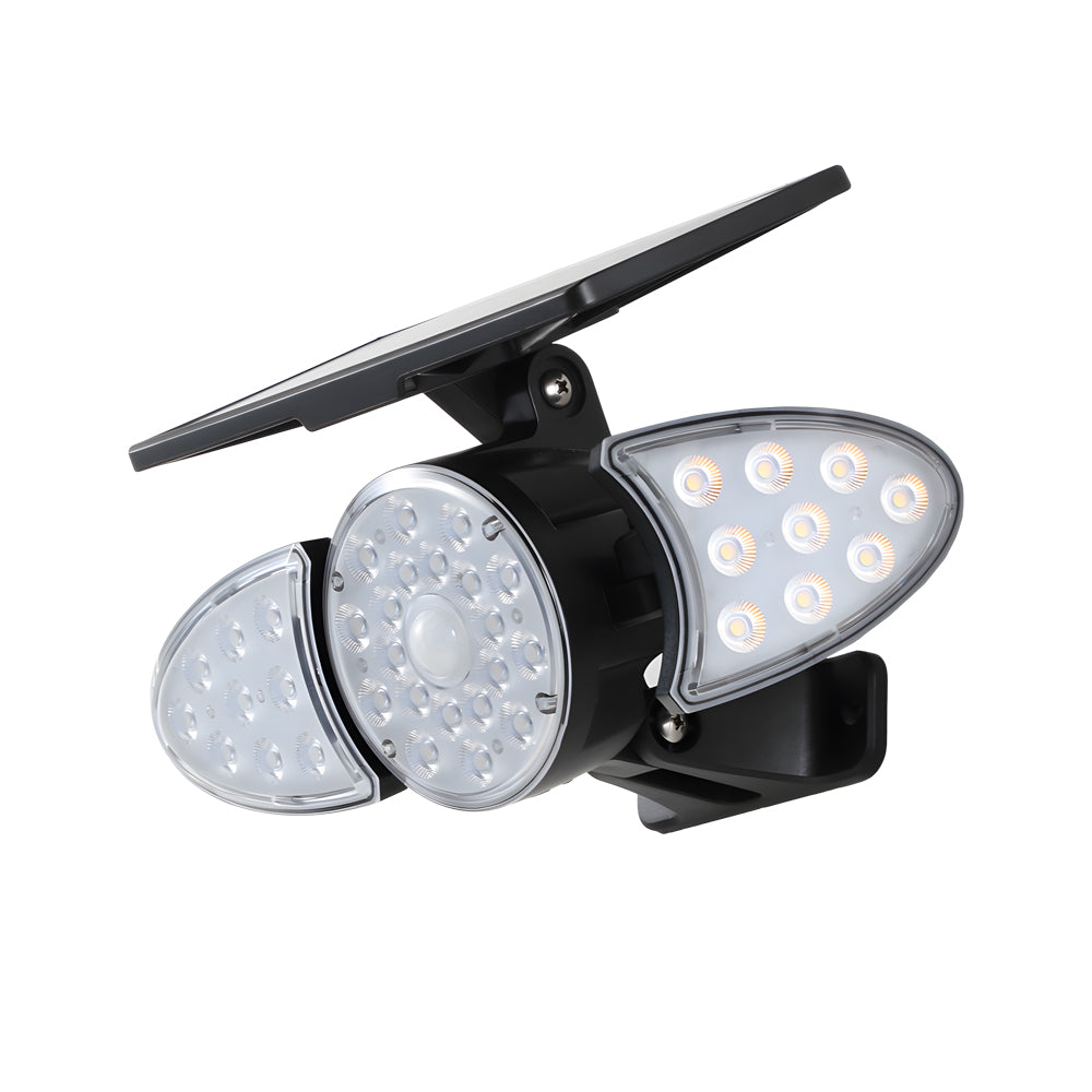 Solar Motion Security Light 3-Head Outdoor LED Wall Fixture with Motion Sensor - Lumpaz