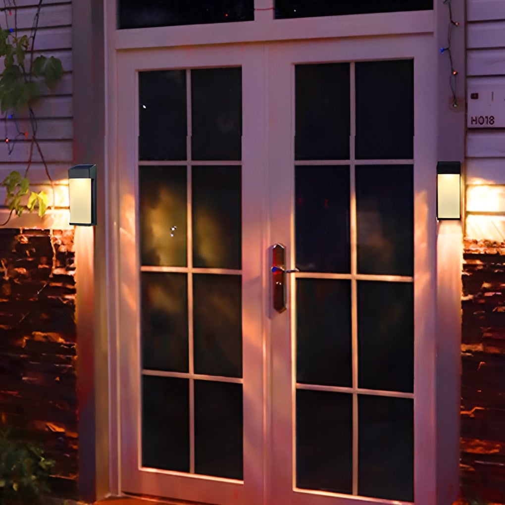 2 Pcs Rectangular LED Light-controlled Waterproof Outdoor Solar Sconce Lighting - Lumpaz