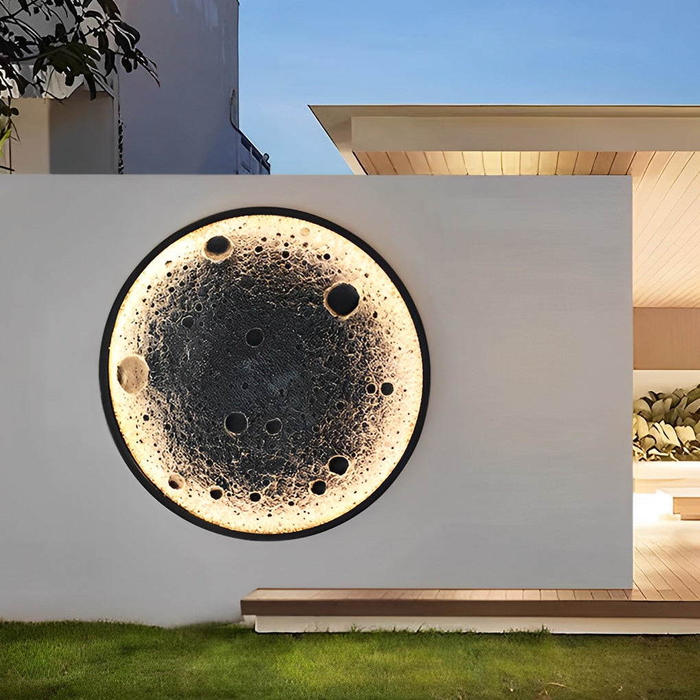 Round Moon Waterproof LED Modern Outdoor Wall Lights Fixture Wall Lamp - Lumpaz