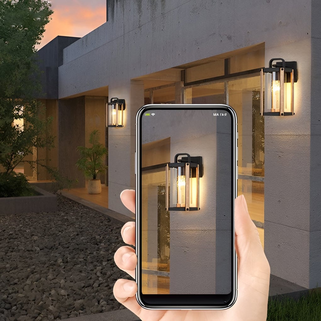 Lantern Shaped Waterproof Glass Black Industrial Outdoor Wall Sconce Lighting - Lumpaz