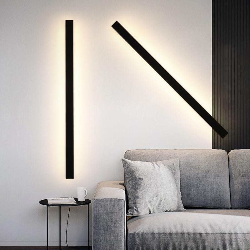 Outdoor Waterproof Long Strip Metal Black Modern LED Outdoor Wall Lights - Lumpaz