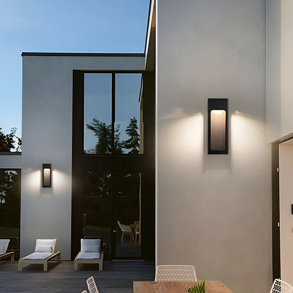 Rectangular IP65 LED Black Modern Outdoor Wall Sconce - Lumpaz