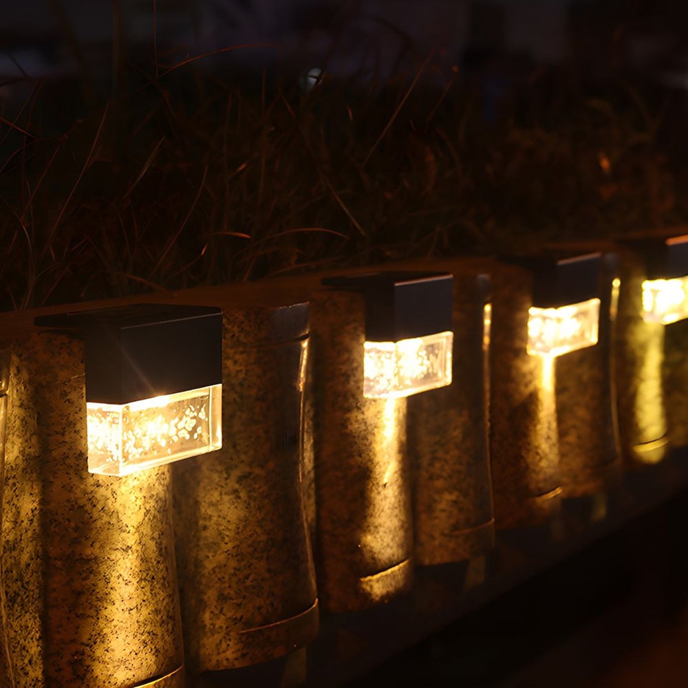 2PCS Solar Sunset Fence Lights RGB LED Outdoor Acrylic Bubbles Step Deck Light - Lumpaz