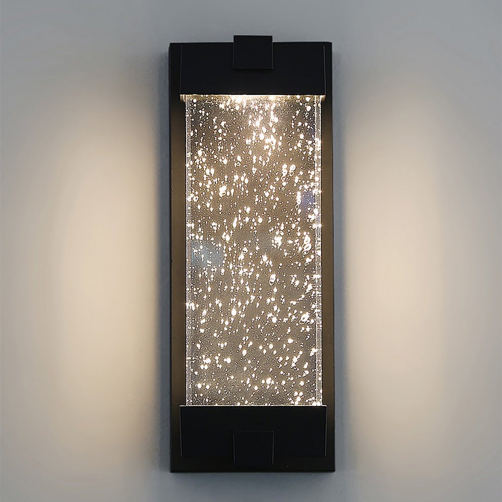 Rectangular Bubbles Crystal Waterproof COB Black Outdoor Wall Lights - Lumpaz