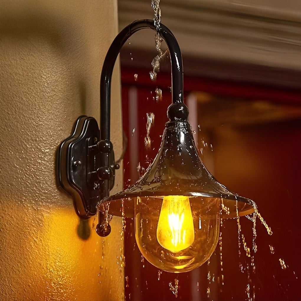 Creative Trumpet Shaped Waterproof LED Black Vintage Outdoor Wall Lamp - Lumpaz