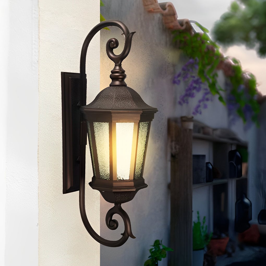Waterproof Retro Aluminum Glass Shade European Style Outdoor Wall Lights - Lumpaz