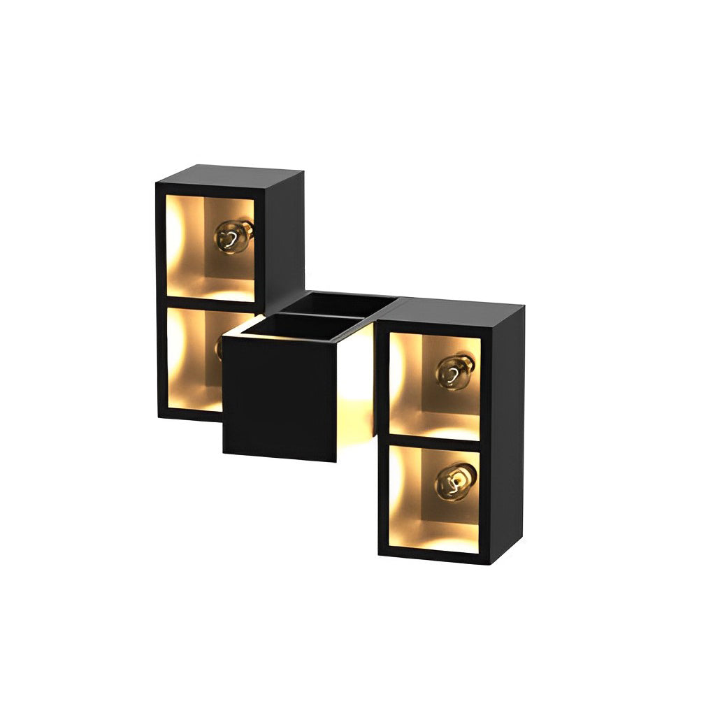 Waterproof Creative Square Combination LED Black Wall Lamp with Flowerpot - Lumpaz