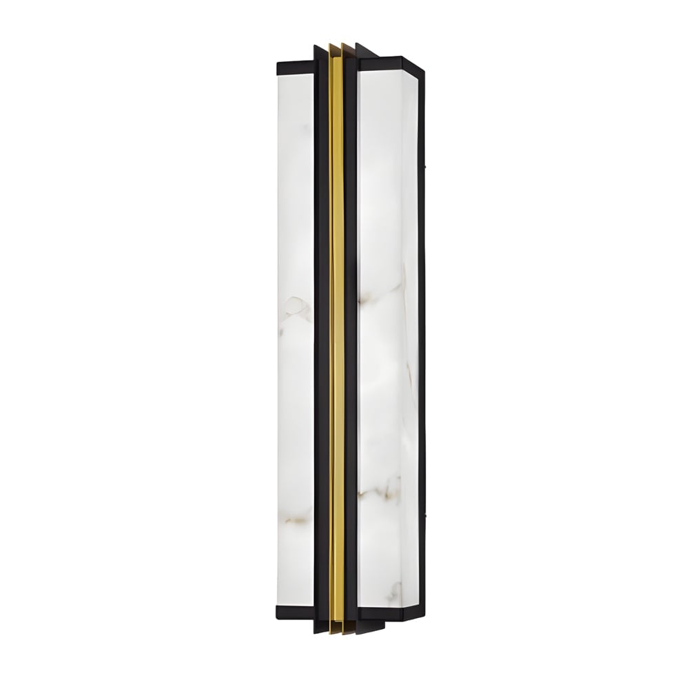 Modern Black LED Indoor/Outdoor Wall Lights with Resin Marble Shade - Lumpaz