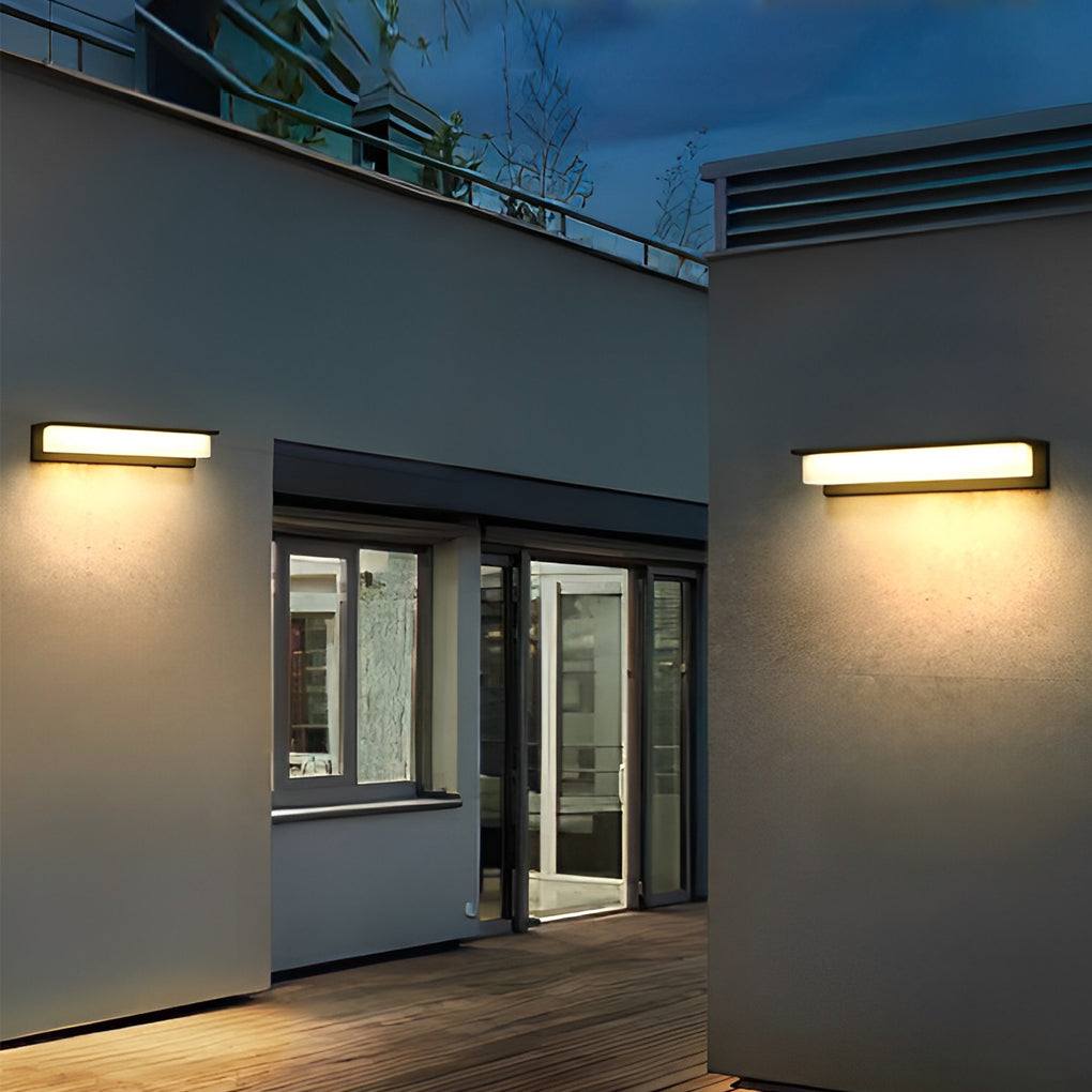 Minimalist Rectangular Waterproof LED Modern Solar Wall Lamp Exterior Lights - Lumpaz