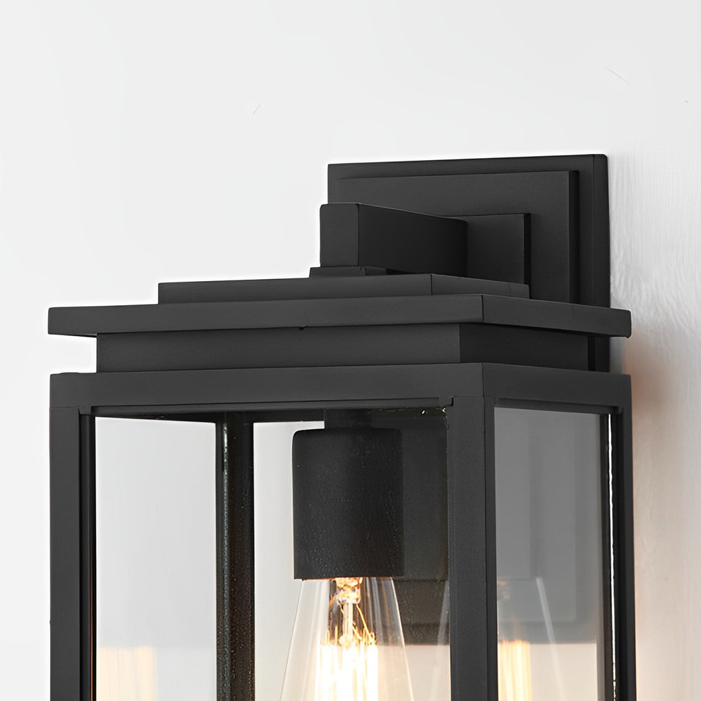Waterproof Rectangular Glass Black Industrial Outdoor Wall Lamp Exterior Lights - Lumpaz