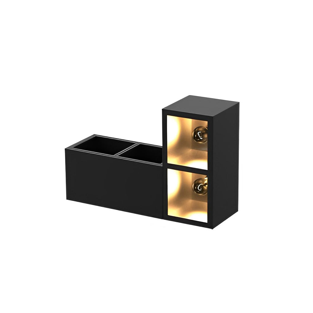 Waterproof Creative Square Combination LED Black Wall Lamp with Flowerpot - Lumpaz