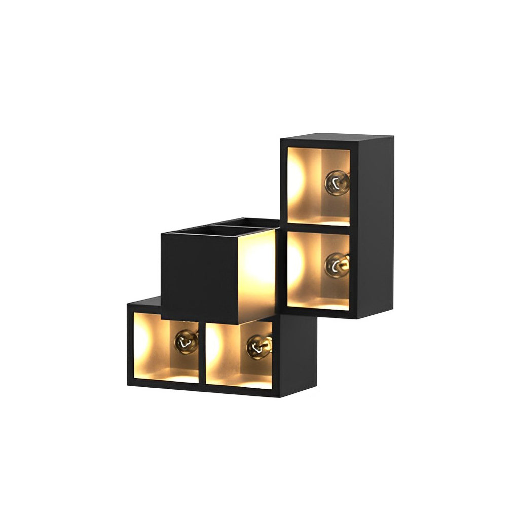 Waterproof Creative Square Combination LED Black Wall Lamp with Flowerpot - Lumpaz