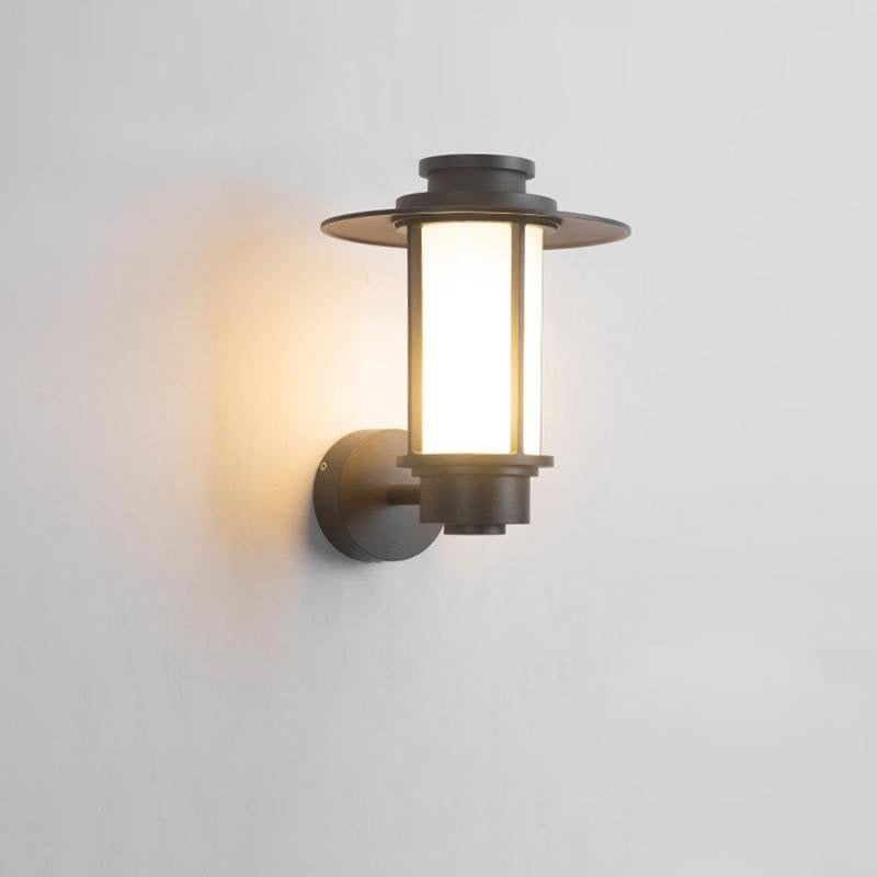 Top Hats Shape Aluminum LED Waterproof Black Retro Outdoor Wall Lights - Lumpaz