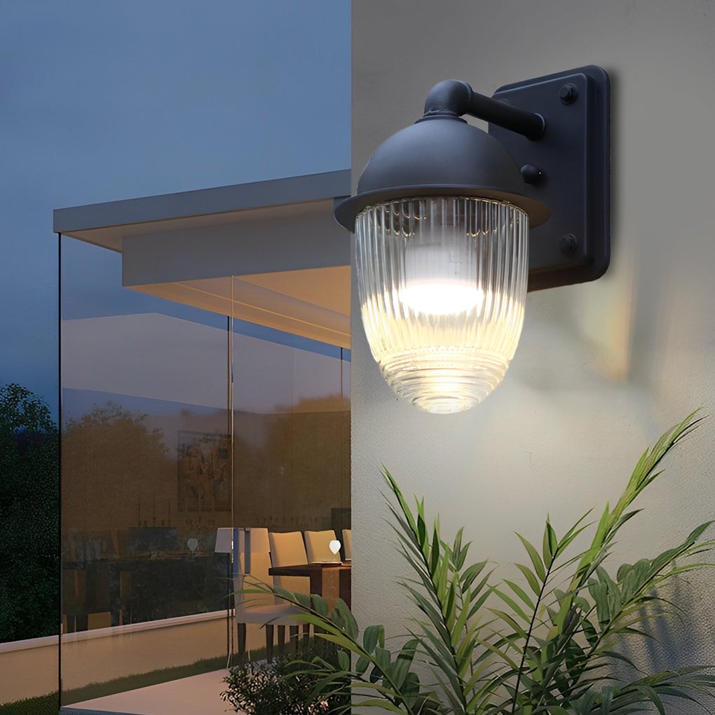 Waterproof Glass Ball Matte Black Modern Outdoor Wall Lamp Exterior Lights - Lumpaz