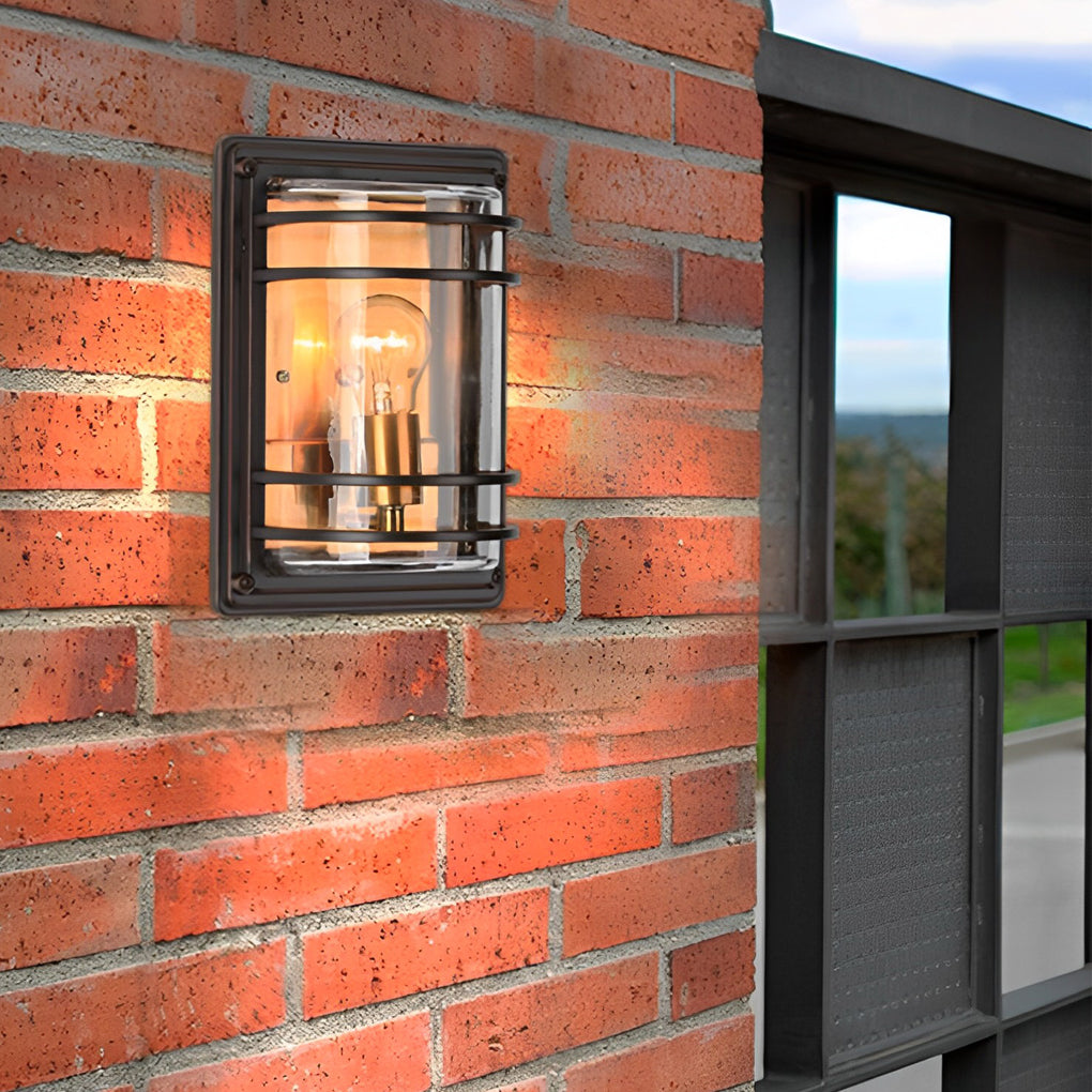 Vintage Aluminum Brown Glass Waterproof Modern Outdoor Wall Light - Lumpaz