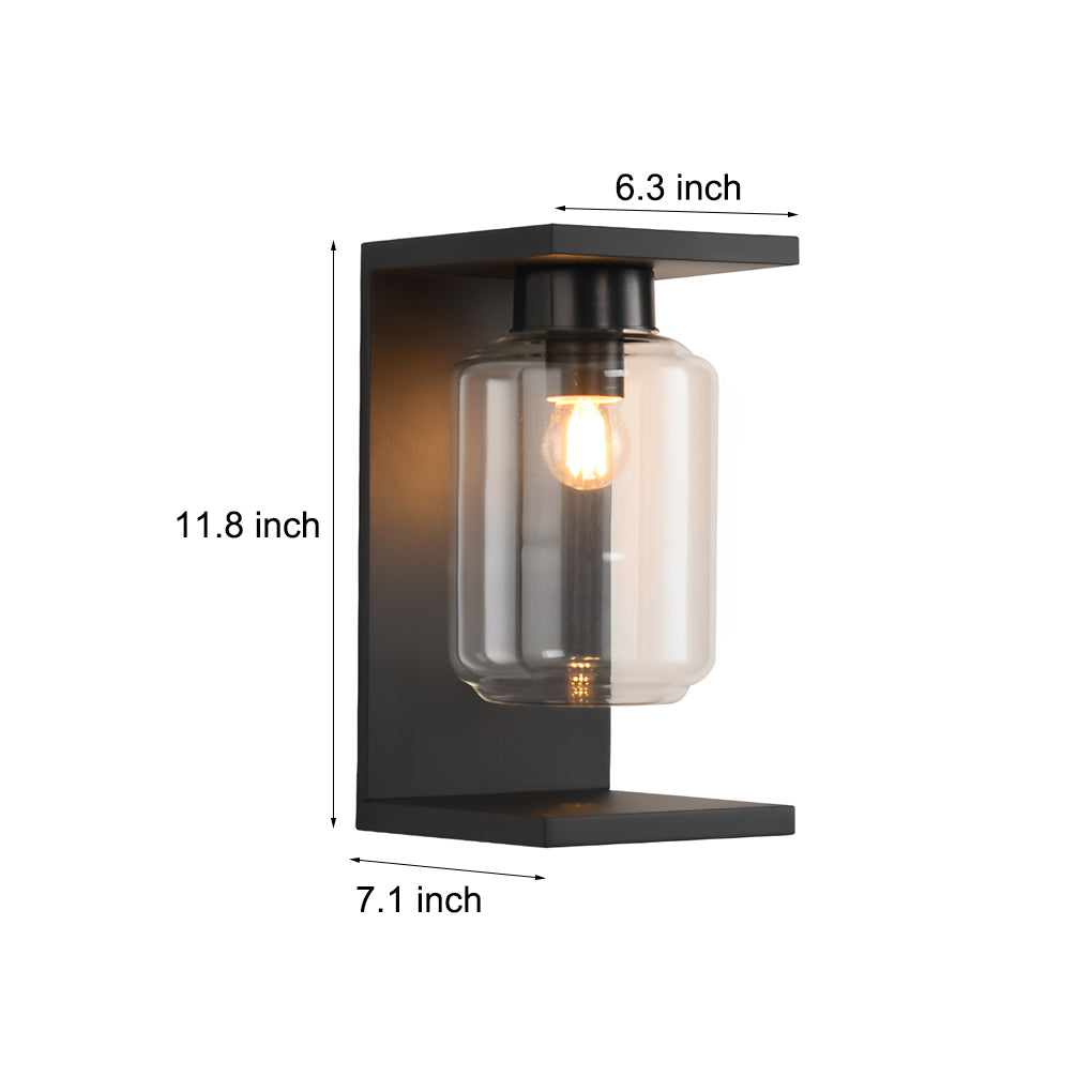 Outdoor Waterproof LED Glass Black Modern Solar Wall Lights with Remote - Lumpaz
